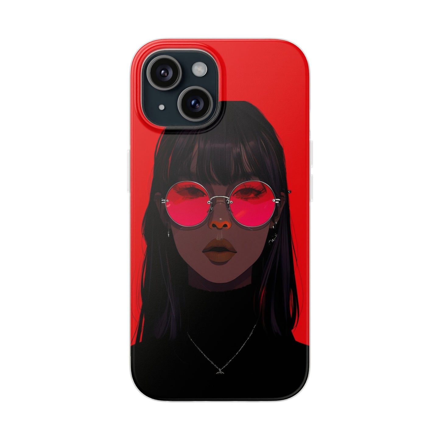 Stylish Red Sunglasses Flexi Case – Trendy Phone Cover for Fashionistas