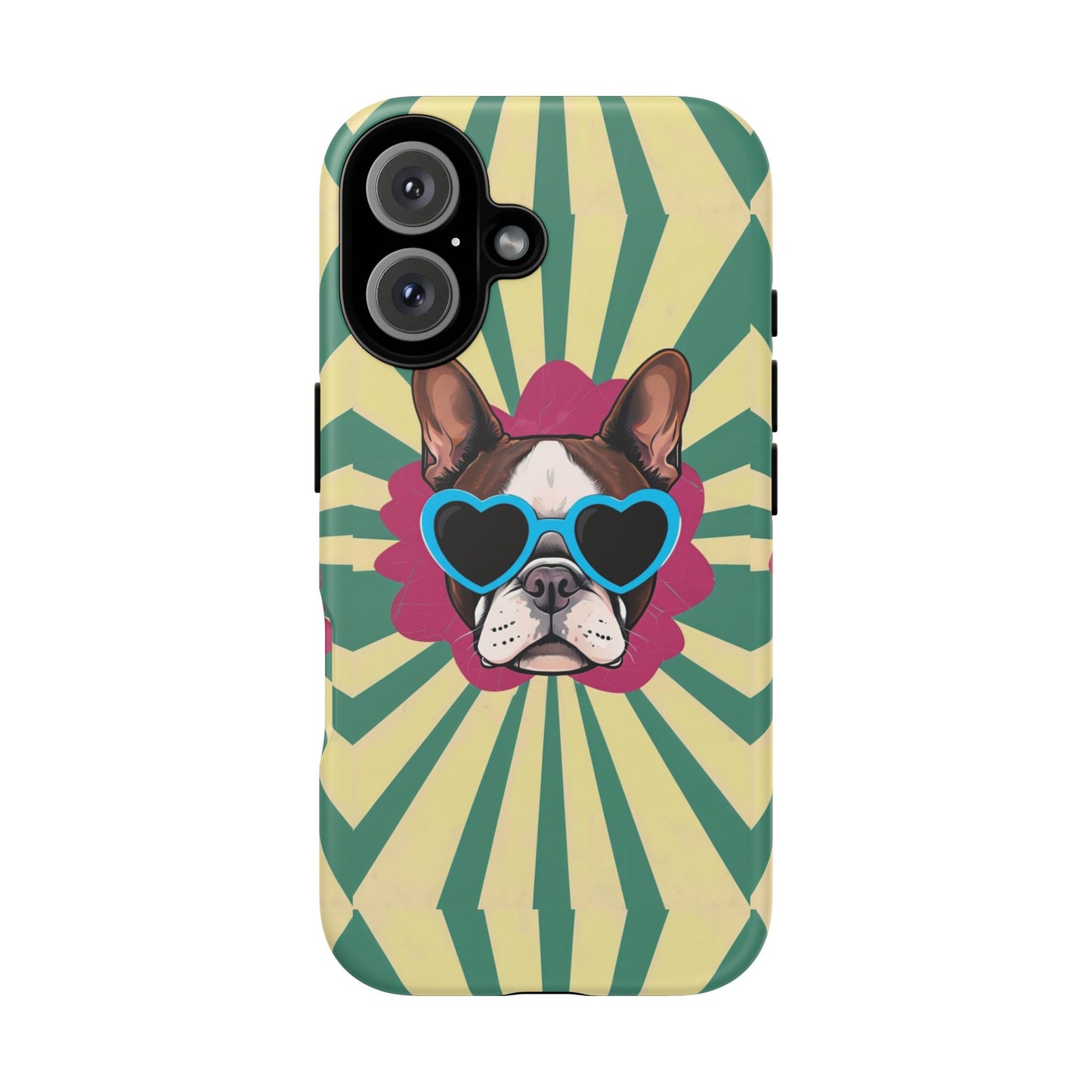 Cool Dog Phone Case - Funky French Bulldog Design with Heart Sunglasses