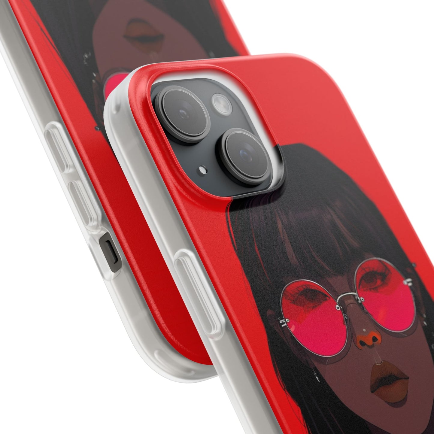 Stylish Red Sunglasses Flexi Case – Trendy Phone Cover for Fashionistas