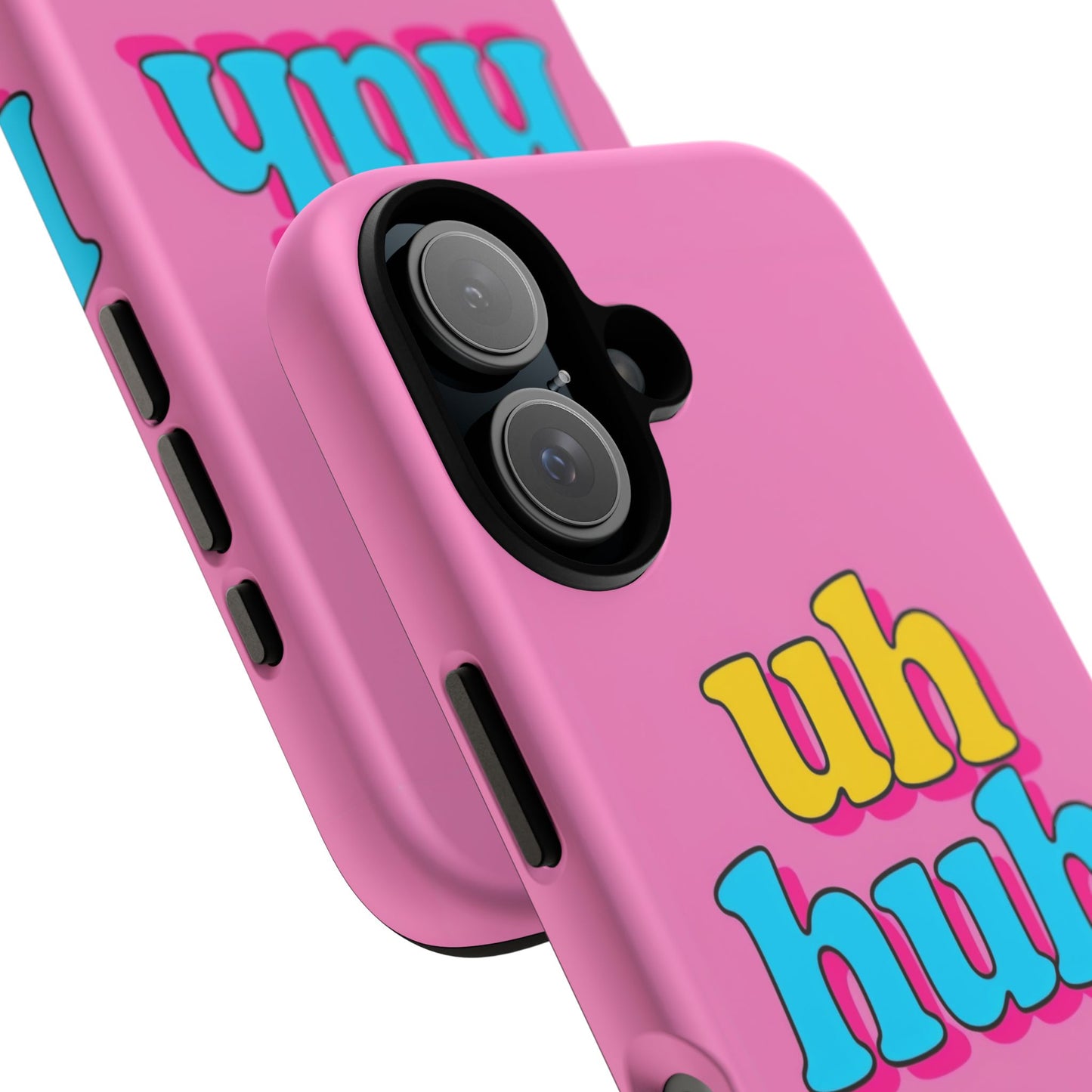 Colorful Phone Case with 'uh huh' Design - Fun and Trendy Tough Case for Teens and Young Adults