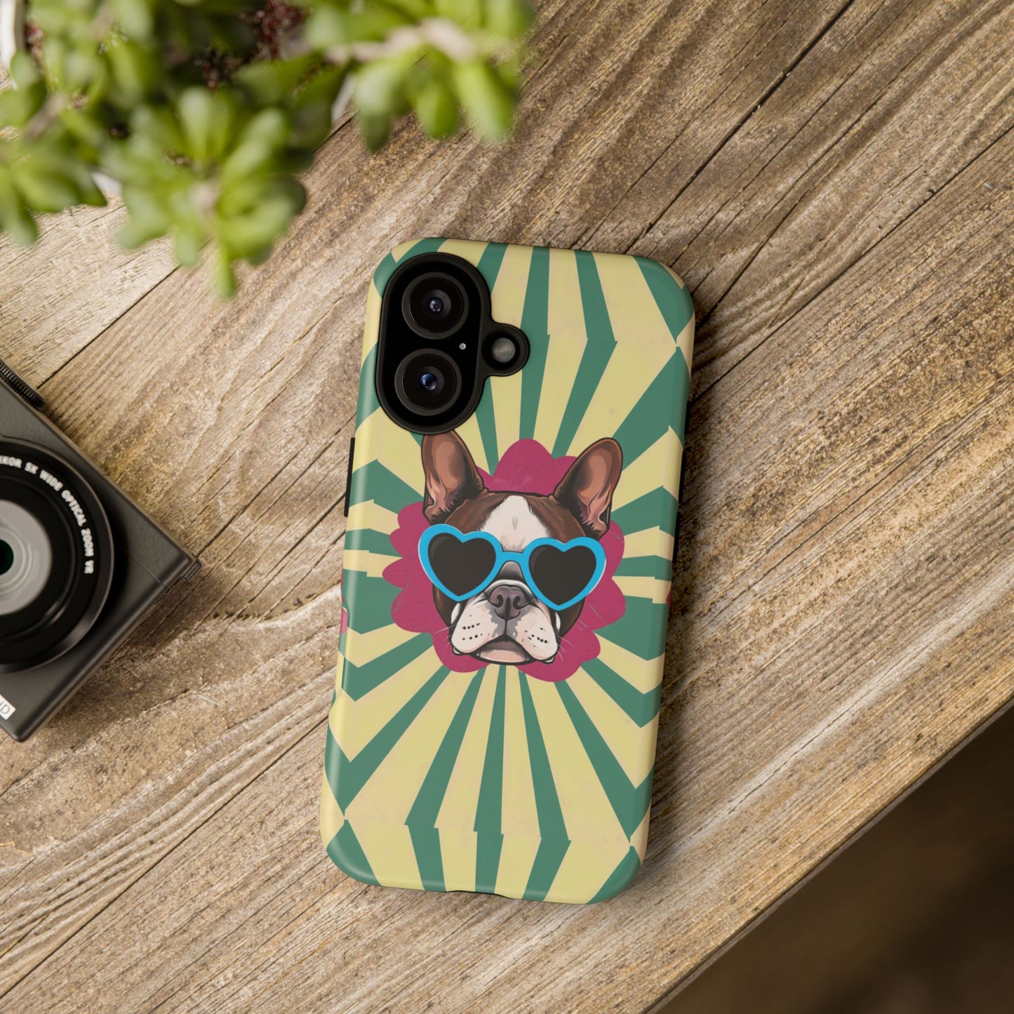 Cool Dog Phone Case - Funky French Bulldog Design with Heart Sunglasses