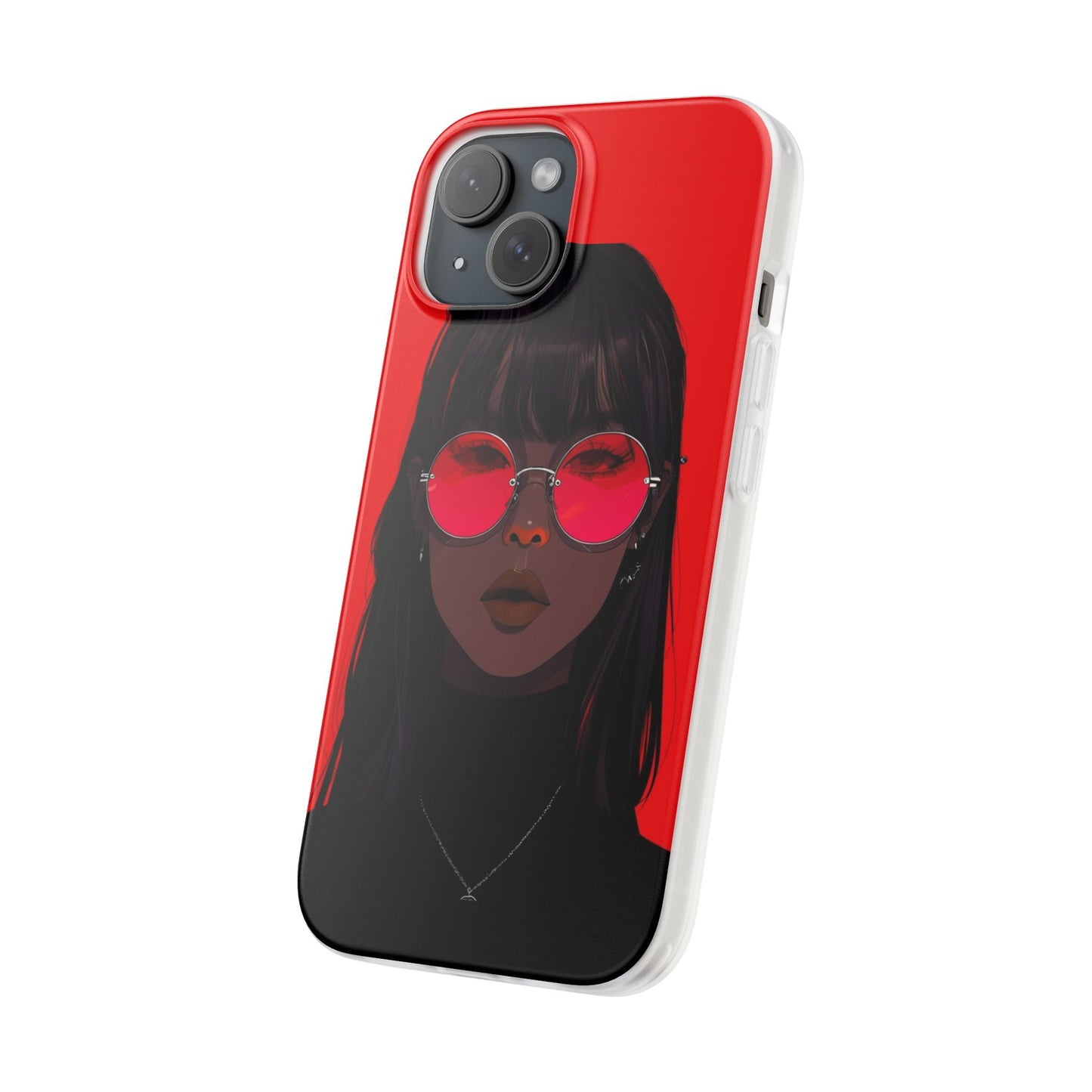 Stylish Red Sunglasses Flexi Case – Trendy Phone Cover for Fashionistas