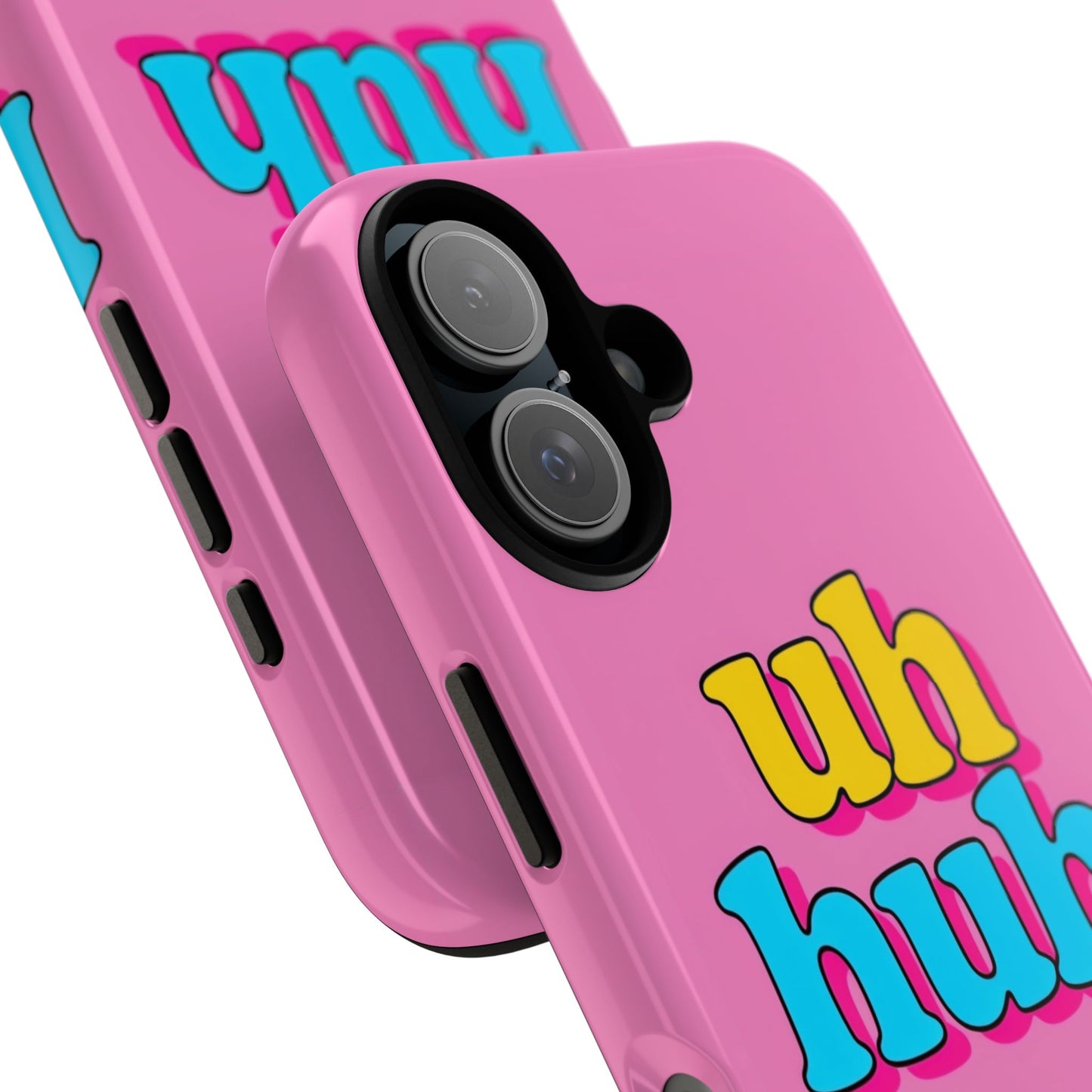 Colorful Phone Case with 'uh huh' Design - Fun and Trendy Tough Case for Teens and Young Adults