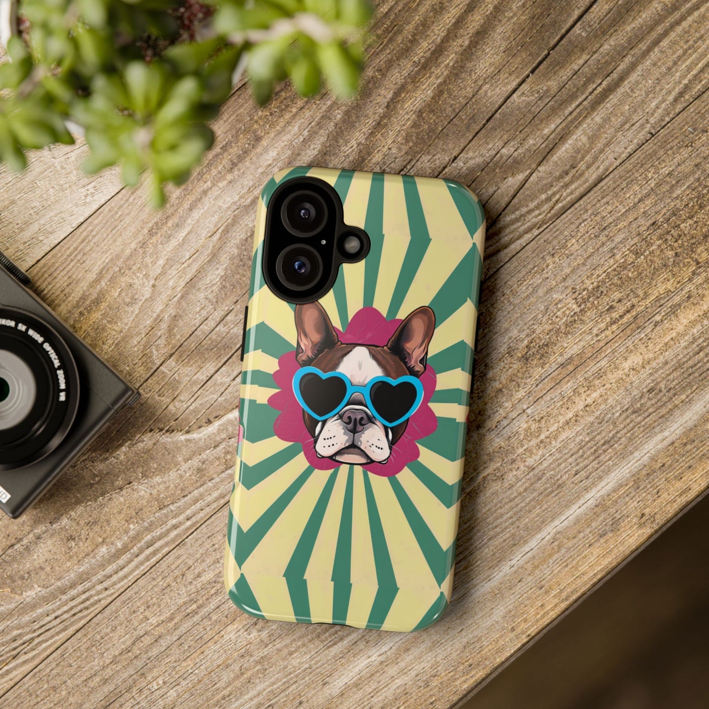 Cool Dog Phone Case - Funky French Bulldog Design with Heart Sunglasses