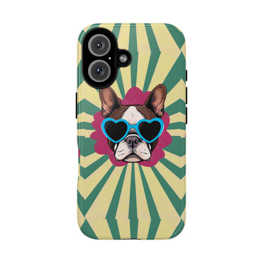 Cool Dog Phone Case - Funky French Bulldog Design with Heart Sunglasses