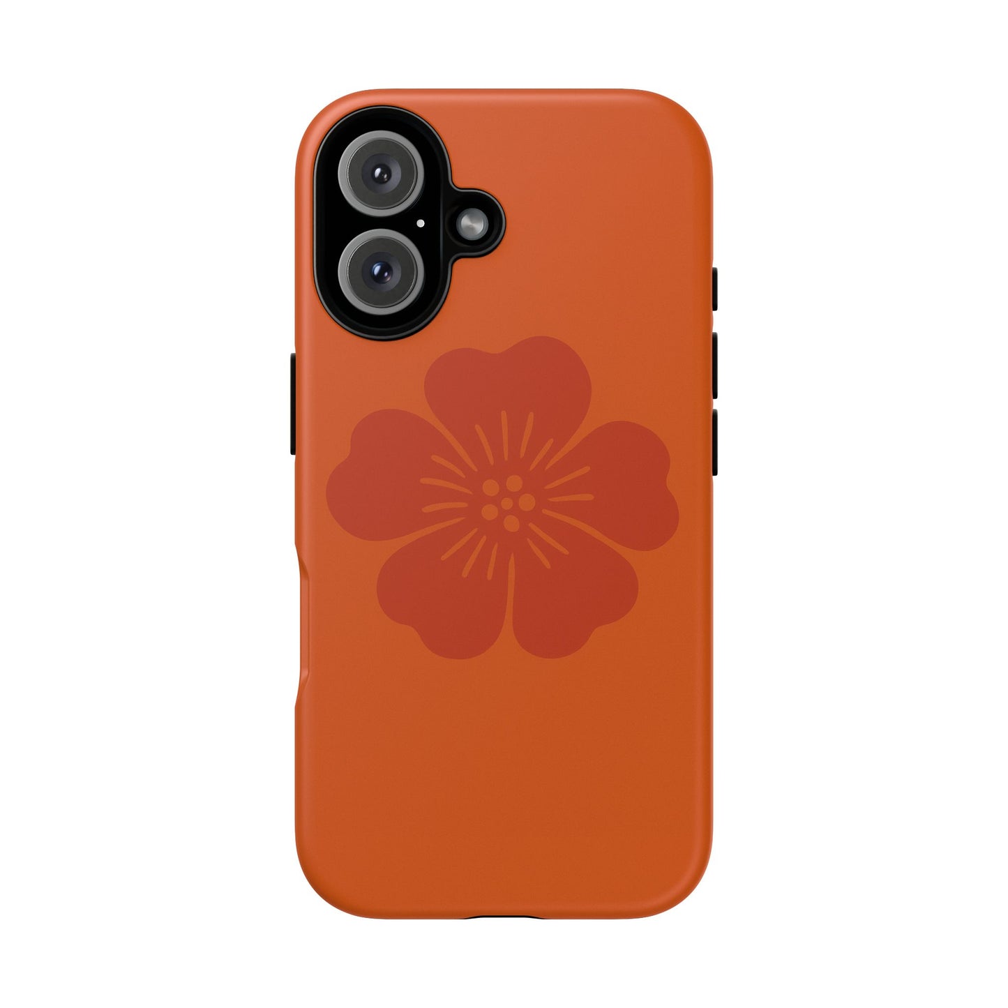 Floral Tough Phone Case — Rust Orange Cherry Blossom Protective Cover