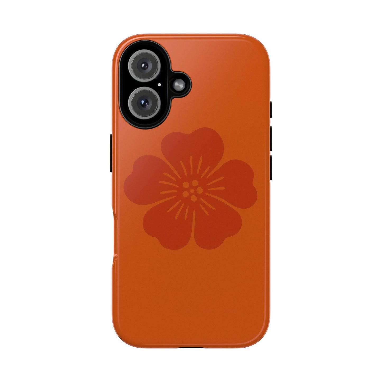 Floral Tough Phone Case — Rust Orange Cherry Blossom Protective Cover