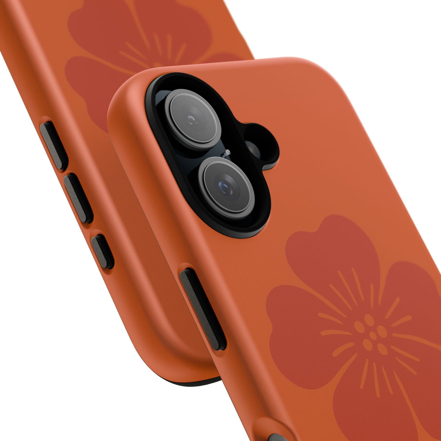 Floral Tough Phone Case — Rust Orange Cherry Blossom Protective Cover
