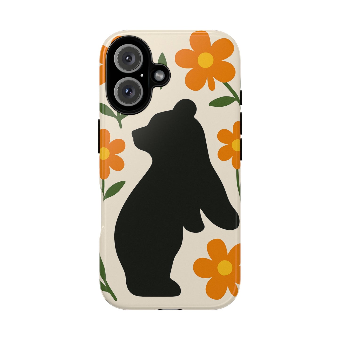 Bear Silhouette Floral Phone Case