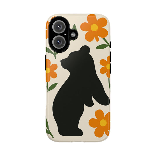 Bear Silhouette Floral Phone Case