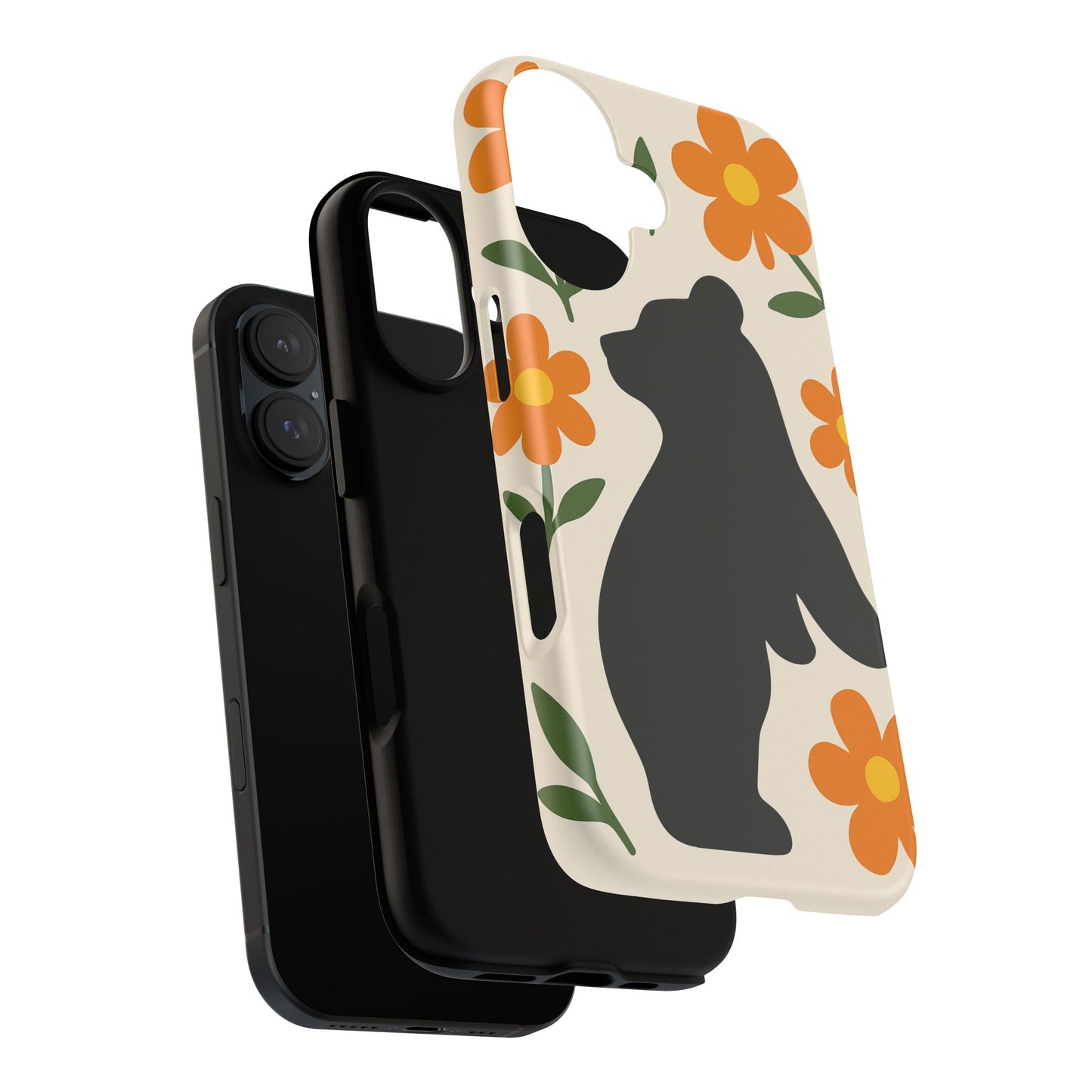 Bear Silhouette Floral Phone Case