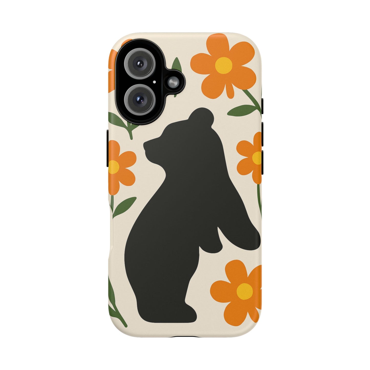 Bear Silhouette Floral Phone Case