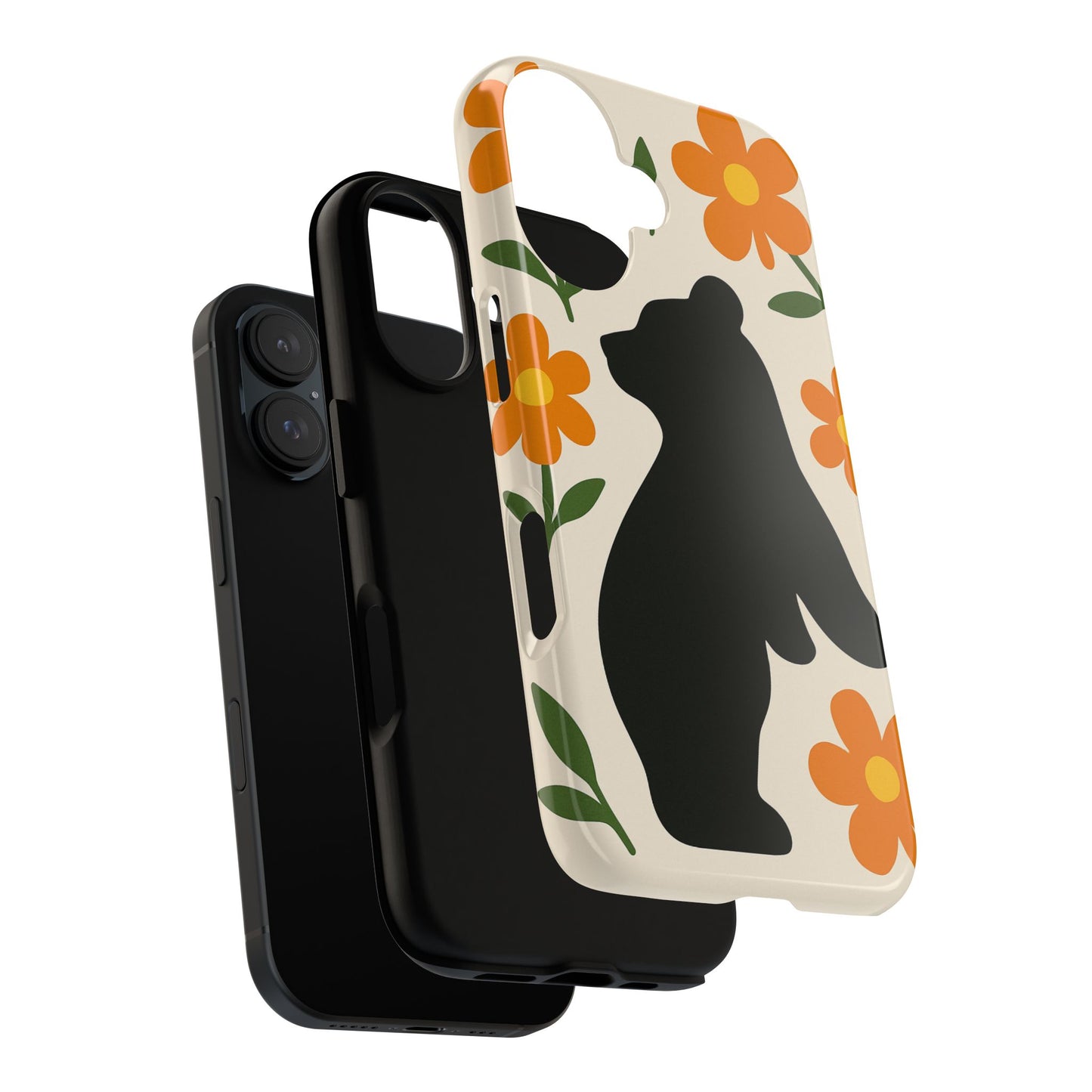 Bear Silhouette Floral Phone Case