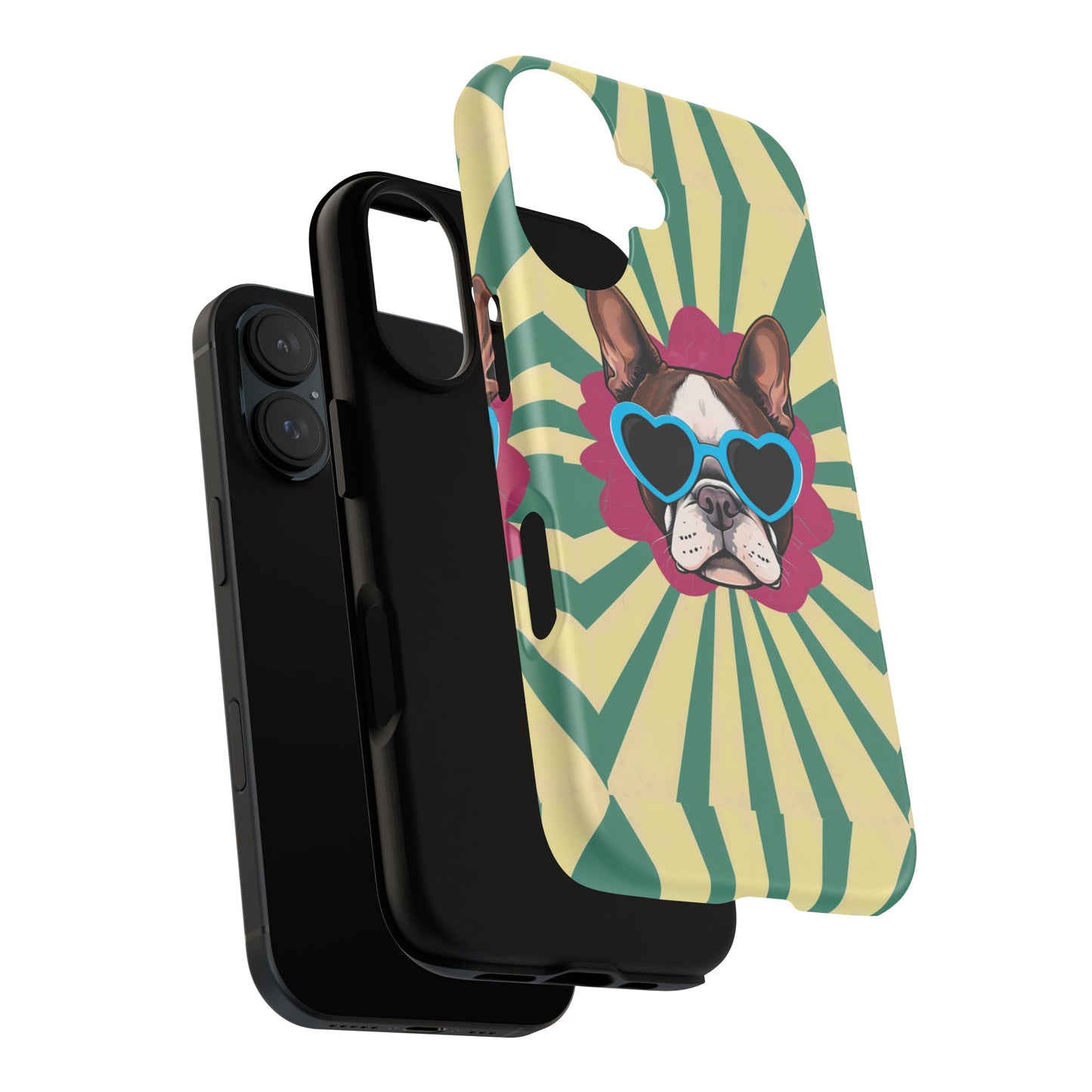 Cool Dog Phone Case - Funky French Bulldog Design with Heart Sunglasses